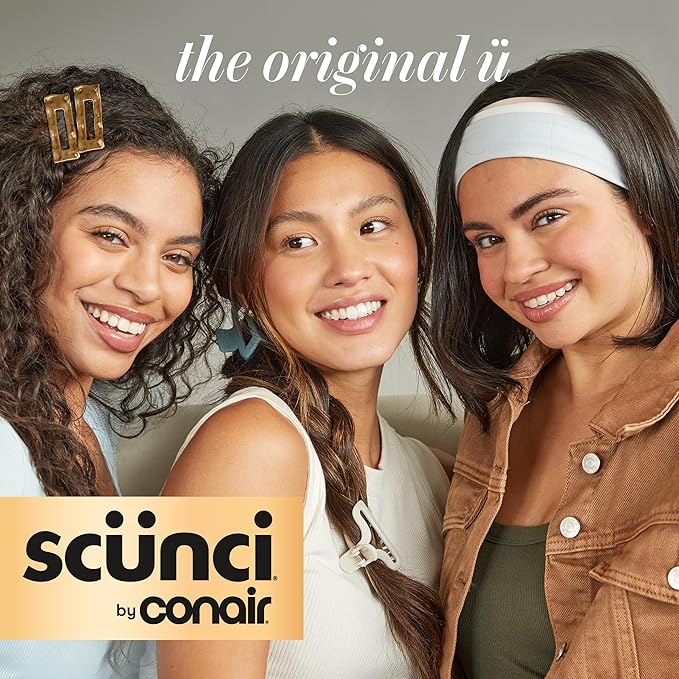CONAIR Scunci Effortless Beauty Skinny headband -plastic Headbands for Women - hair accessories for women - trendy girl gifts - Assorted Pastel - 4 Count