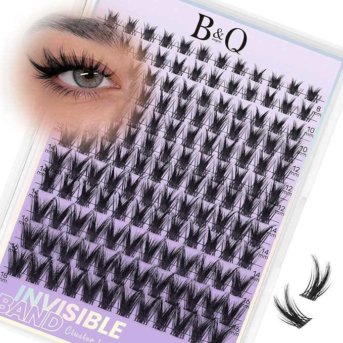 B&Q Victory Lash Clusters Invisible Band False Eyelashes Clusters Natural Cluster Eyelash Extensions Comfortable Individual Lashes Extension DIY Soft Eyelash Clusters（Victory-MIX8-18mm）