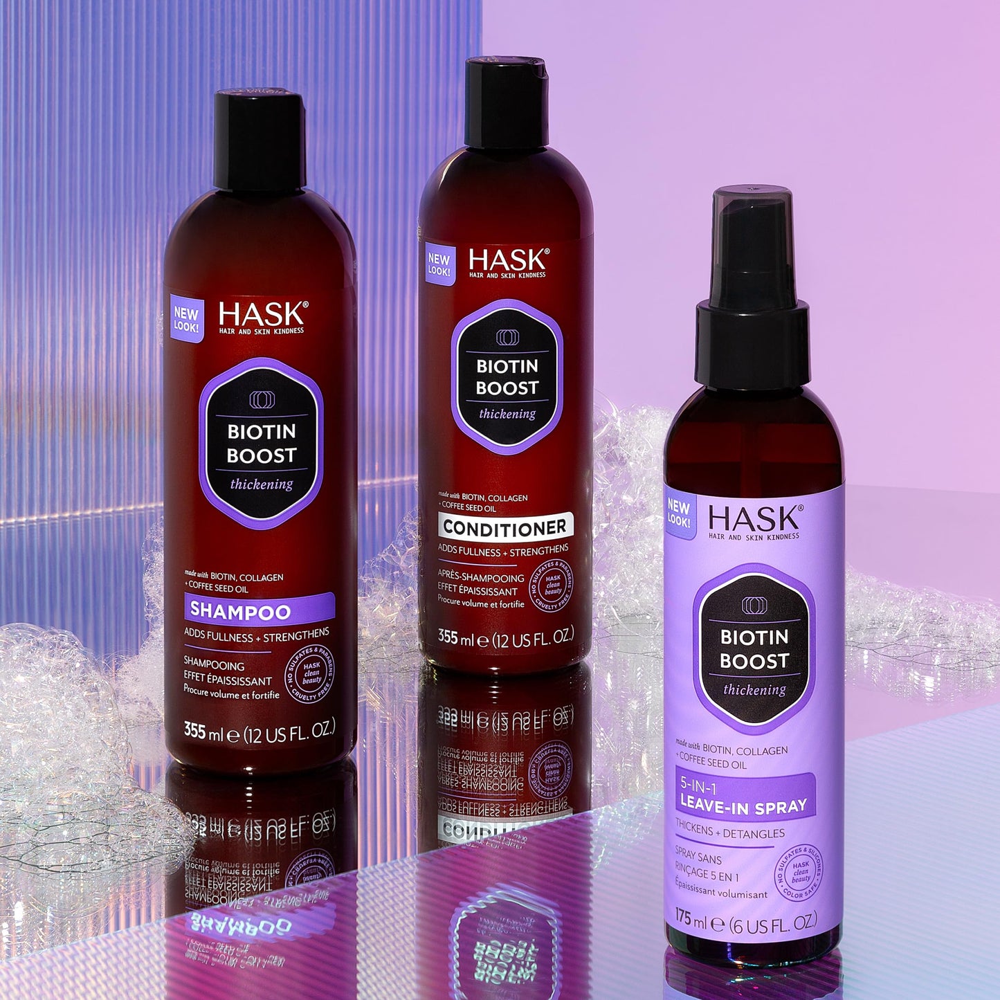HASK Biotin Boost Thickening Shampoo + Conditioner Set | Adds Fullness, Strengthens, Volumizes, Sulfate-Free, Paraben-Free, Gluten-Free, Color Safe | 12oz each