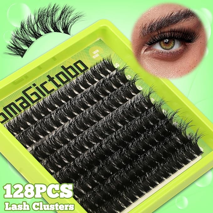 Lash Clusters Kit Natural Wispy Lash Clusters C/D Curl 424Pcs Volume Individual Lashes Clusters Manga Lashes Cat Eye Lashes Pack Lash Bond and Seal Lash Remover Lash Tweezers