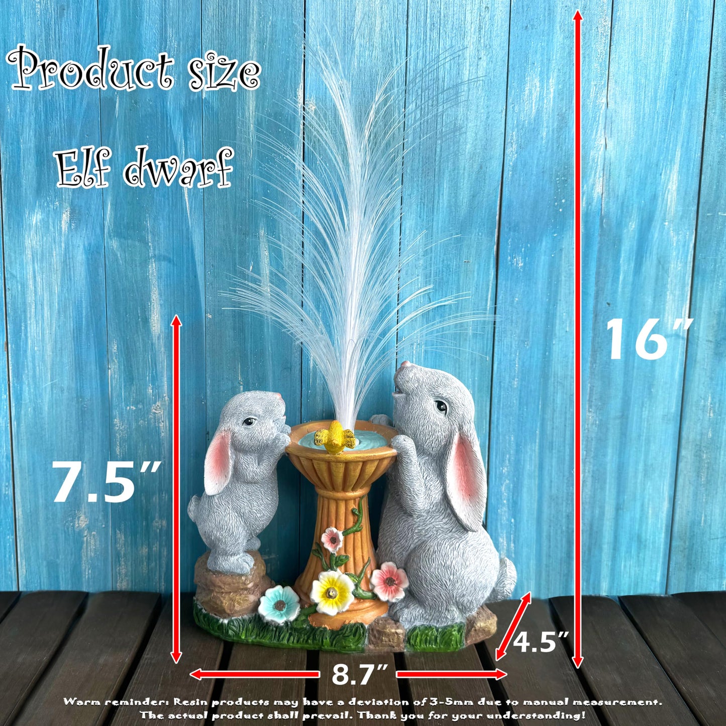 RCTTICUU Solar Rabbit Garden Statues Outdoor Decor with LED Lights, Resin Rabbits Figurine Lights Decorations Colour Changing Fiber Optical Light, Outside Lawn Decor for Yard, Unique Housewarming Gift