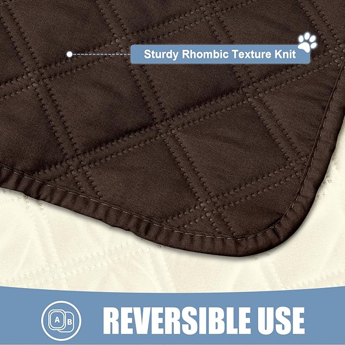 Smiry Waterproof Dog Bed Cover Pet Blanket, Soft Washable Dog Blanket for Furniture Bed Couch Sofa Reversible, Checkered (68"x82", Chocolate/Beige)