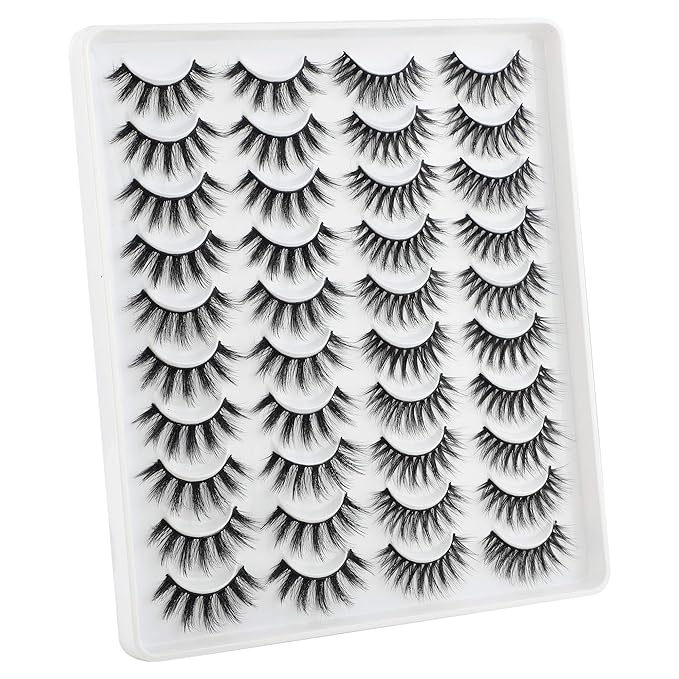 Lanflower Natural Lashes Pack Faux Mink Lashes Handmade Wholesale Strip Lashes 20 Pairs 2 Styles