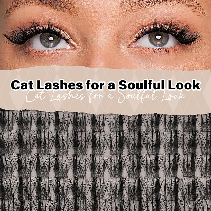 JMS&JMS 156Pcs Lash Clusters CC Curl 8-18mm Eyelash Clusters Wispy DIY Lash Extensions Super Thin Band Soft and Easy to Wear (Side Spike-8-18mix)