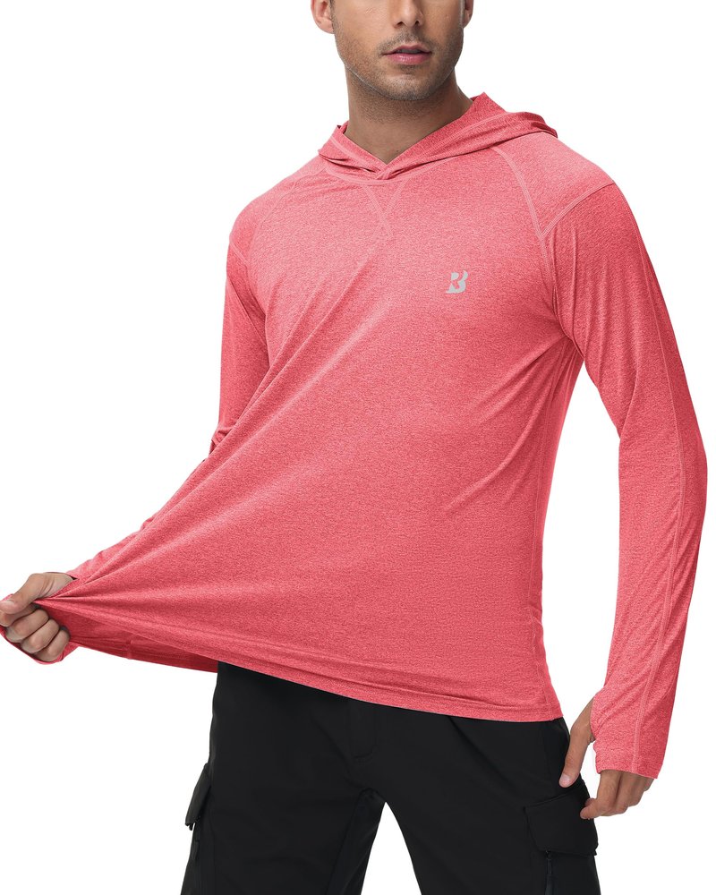 Roadbox Mens UPF 50+ Fishing Shirts, Long Sleeve UV Sun Hoodie, Hiking Running Swim Athletic Workout Shirt