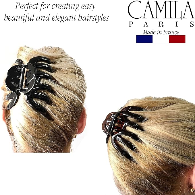 Camila Paris AD718-719 French Octopus Hair Clip for Women for Long Curly Wavy Hair, Girls Hair Claw Clips Fashion Durable Styling Hair Accessories for Women, Strong Hold No Slip Grip, Made in France