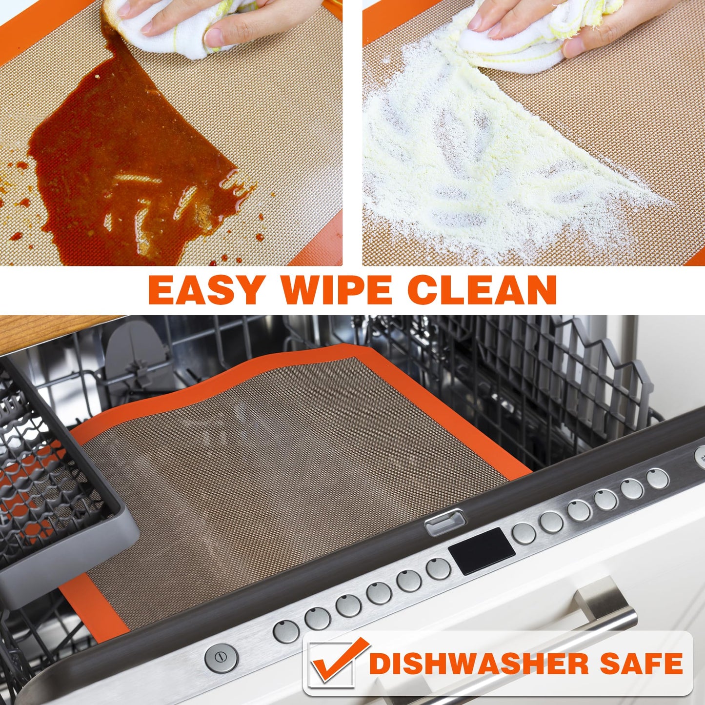 MMmat Silicone Baking Mats - Best German Silicone - Non Slip Silicone Baking Sheet, Non Stick Reusable Silicone Mats for Baking, Oven Liner, Counter Mat - 3/4 Sheet Baking Mat for Oven