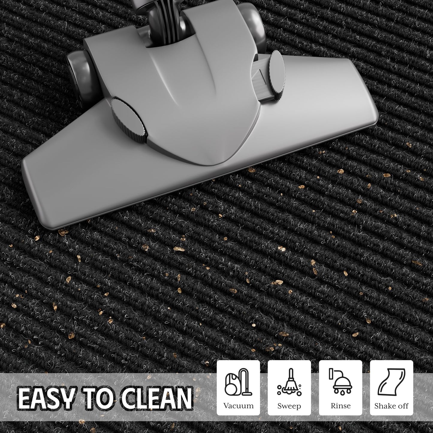EZ2LIVE Front Door Mat 3' x 5', Low Profile Heavy Duty Door Mat Outside Entrance, Non-Slip Large Commercial Floor Mat, Absorbent & Resist Dirt, Easy Clean Welcome Entry Mat Indoor Outdoor, Black