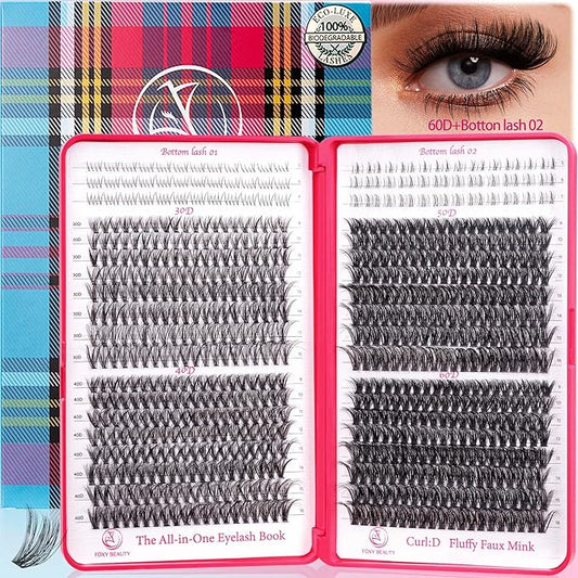 Lash Clusters 30D40D50D60D Lashes Natural Fluffy Eyelash Extensions D Curl With Bottom Eyelashes for Starter DIY at Home