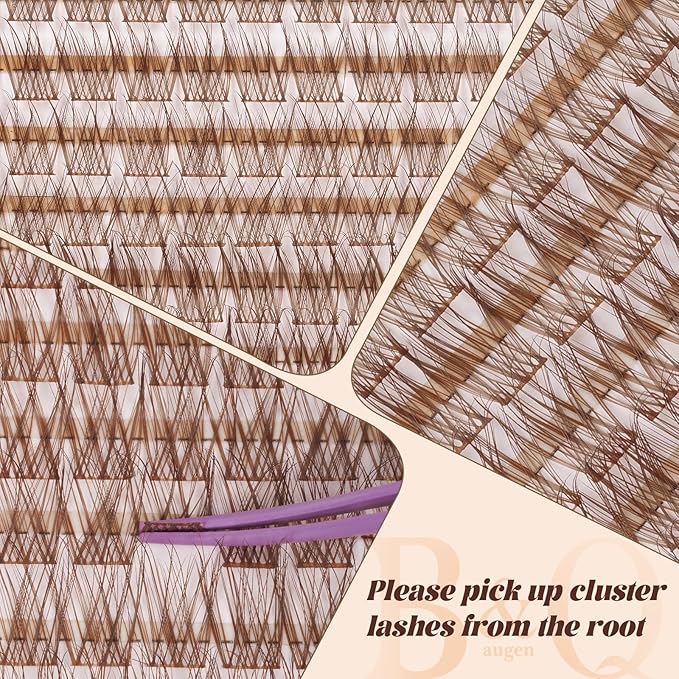 B&Q Brown Lash Clusters Kit Natural Mochalash Clusters 03, Wispy Eyelash Clusters Kit C-Curl Cluster Eyelash Extensions 8-16mm Brown Lash Eyelashes Kit for Fair/Dark Hair(Mochalash 03 Set)