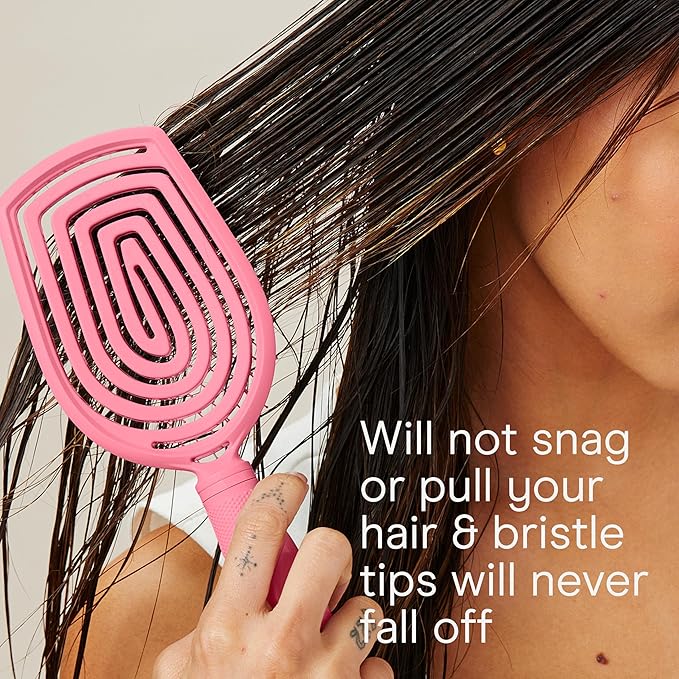 Conair Scalp Care Detangling hairbrush - Curly Hair Brush - Scalp Massager - hairbrushes for women & men - detangler for all lengths and types - can use wet or dry - Pink Pulse