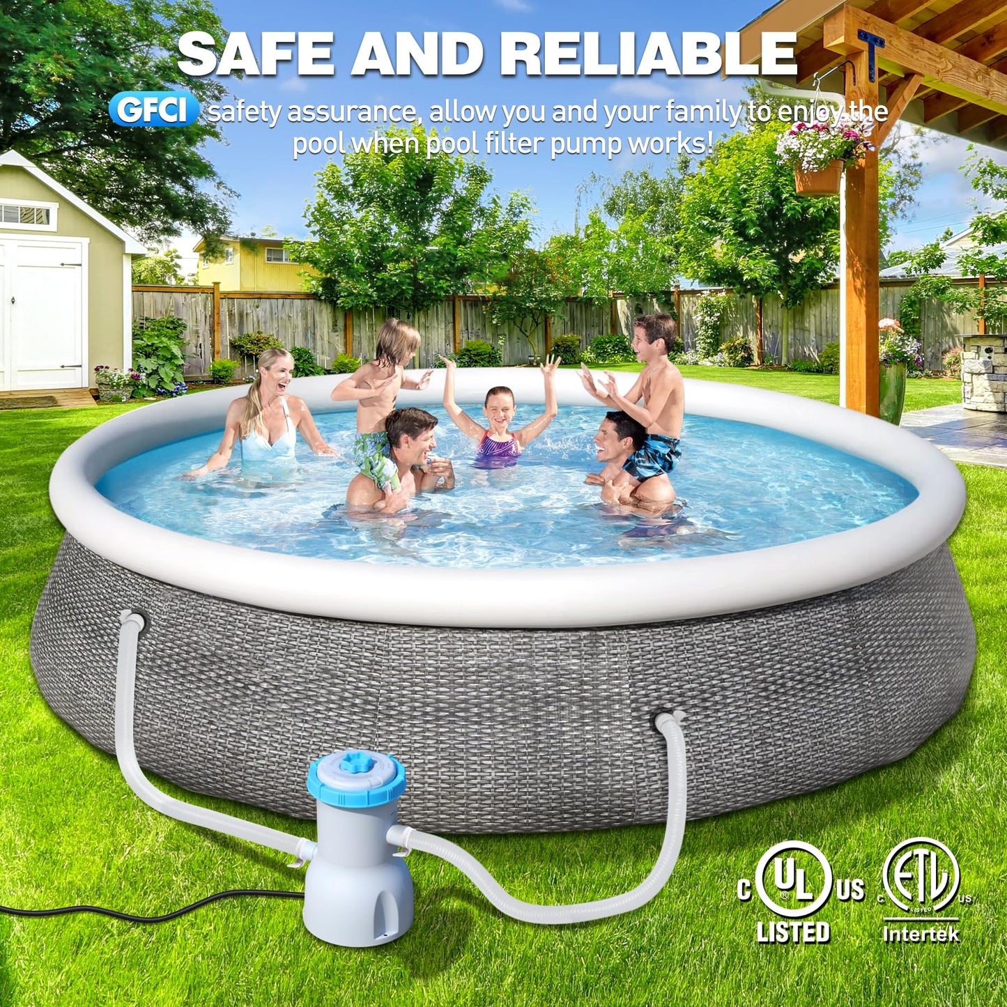 LuxBlue 800 GPH Above Ground Pool Filter Pump, Energy-Saving Pool Cartridge Filter Pump | Dual Action: Accelerate Water Flow & Capture Debris Quickly - Improve Water Clarity | Easy to Setup & Maintain