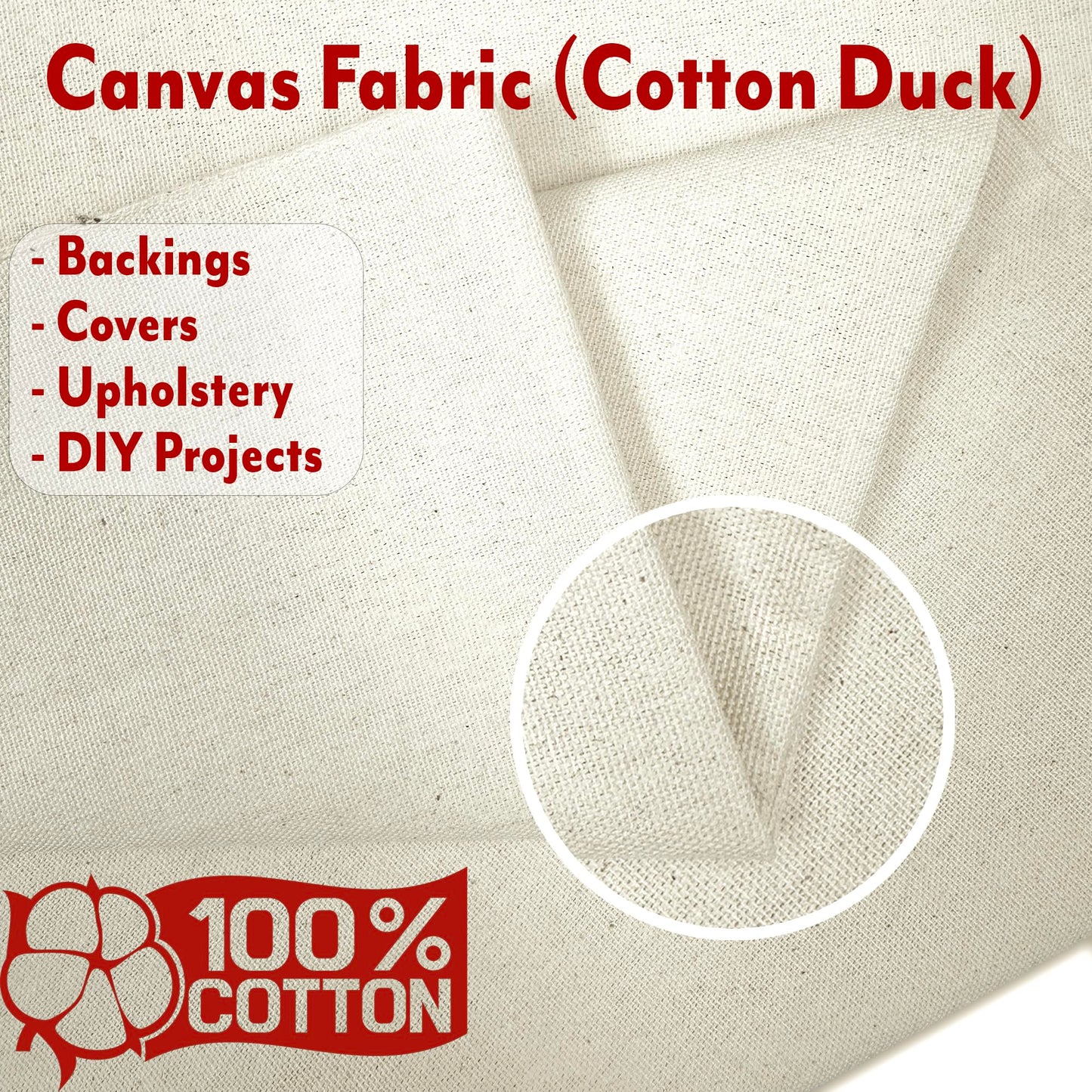 Barcelonetta | Canvas Fabric | Cotton Duck | Lightweight | Natural 10oz | 60'' Wide | Arts & Crafts, Backings, Covers, Placemats (50 Yard Roll)