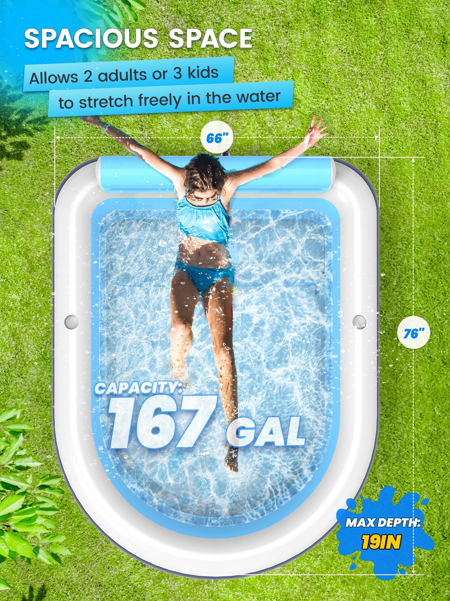 VISTOP Inflatable Pool for Adults or Kids with Seats/Cup Holders Large Thickened Large Toddlers Cool Swimming Pool Family Summer Blow Up Water Pools for Outdoor, Water Party, Garden SPA Tub
