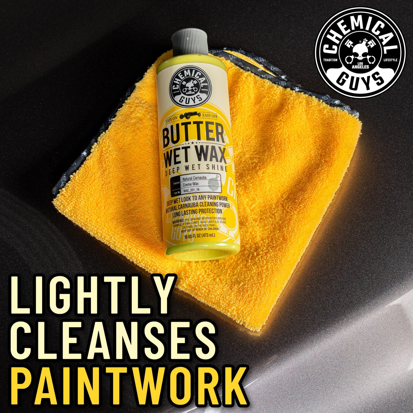 Chemical Guys Butter Wet Wax - Deep Wet Shine Car Wax for Cars, Trucks, SUVs, RVs, and More, Easy On/Off Liquid Formula, Banana Scent - 16 fl oz
