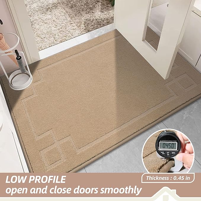 BEQHAUSE Door Mat 24" x 36", Non-Slip Door Mats Indoor Entryway Rugs Washable Low-Profile Absorbent and Stain Resist Floor Mats, Dog Door Mat for Front Back Door, Mud Wet Shoes & Paws, Beige