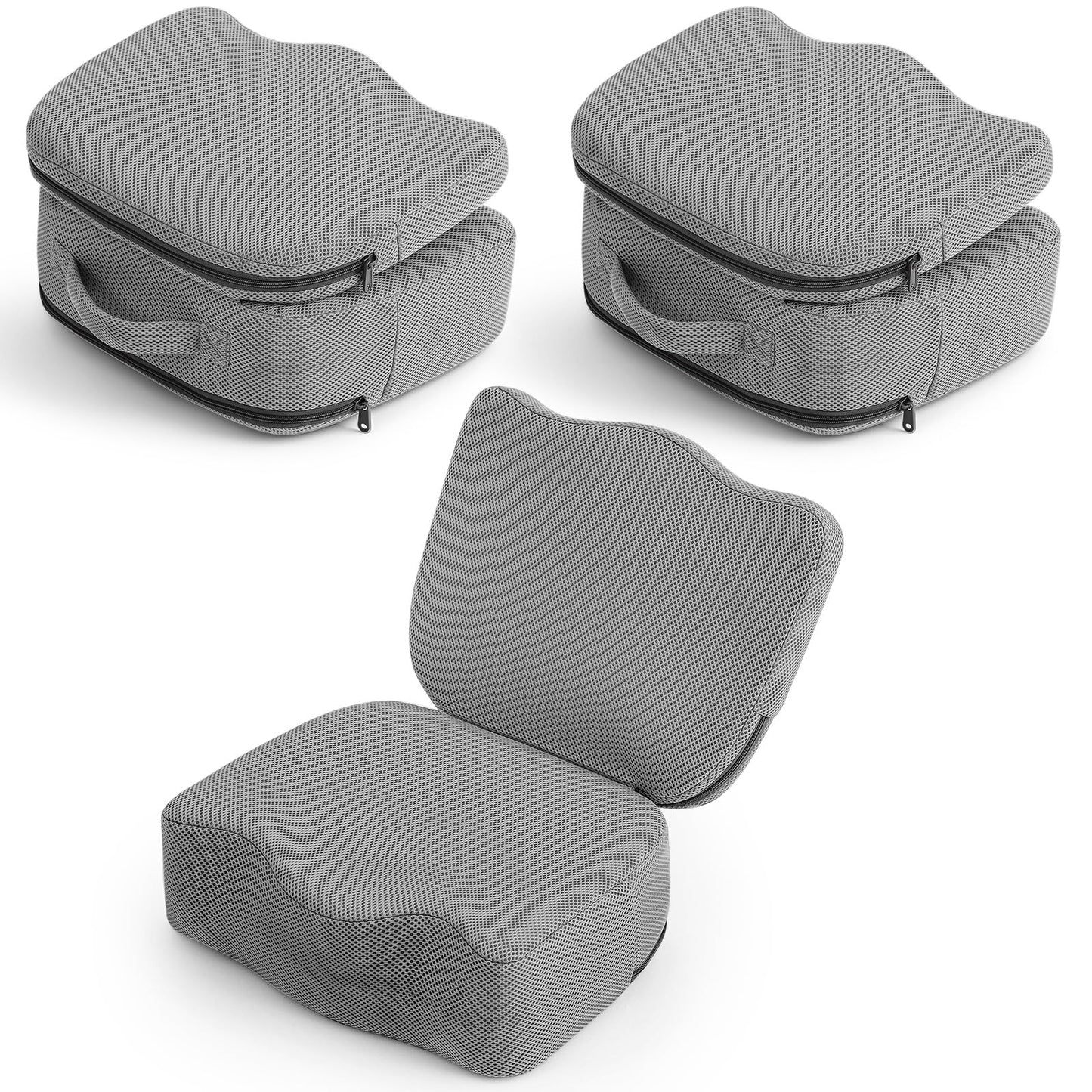 Yerliker 2 Pcs Foldable Hot Tub Booster Seat for Adults Adjustable 2 Heights up to 6.3", Weighted Booster Seat 3D Air Mesh Hot Tub Accessories Quick Dry Micro Dot Non Slip for Spa Bathtub Pool (Gray)