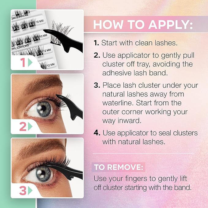 Ardell Naked Press On Lashes Underlash Extensions – Tapered Fibers, Pre-Glued Lash Clusters, Self Adhesive Eyelashes, No Glue Needed Eyelash Clusters, DIY Lash Extension Kit, 1 Pack