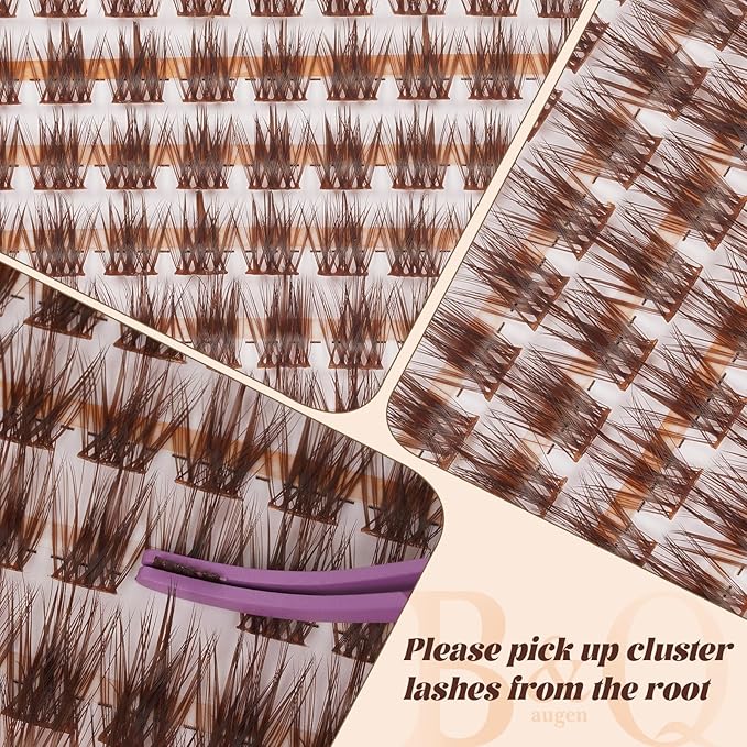 B&Q Brown Lash Clusters Natural Lash Clusters for Light Hair, Reusable MochaLash Cluster Eyelash Extensions Soft Brown False Eyelashes Comfortable Eyelash Clusters Perfect for Occasions（MochaLash 02）