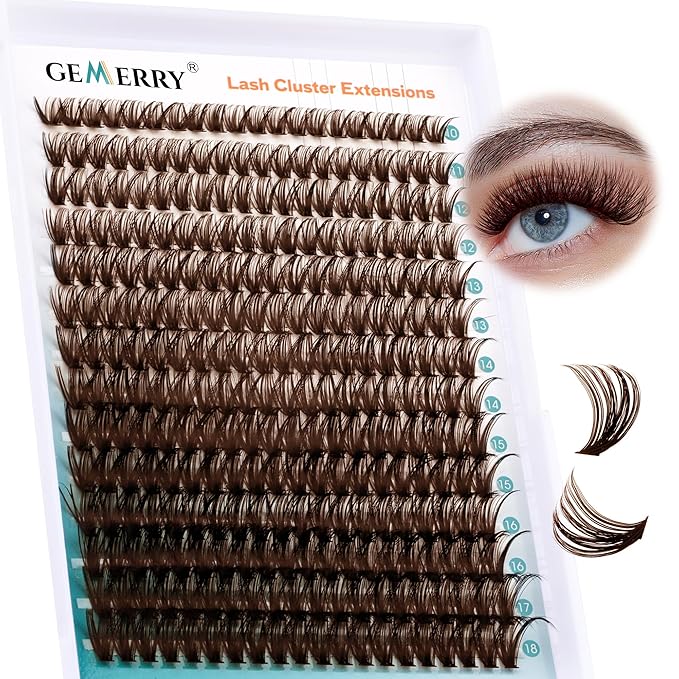 Brown Lash Clusters 280PCS Eyelash Clusters Natural Looking Individual Lash Extenison Fluffy Cluster Lashes DIY Lashes at Home by GEMERRY（80P-10-18mm-Brown)