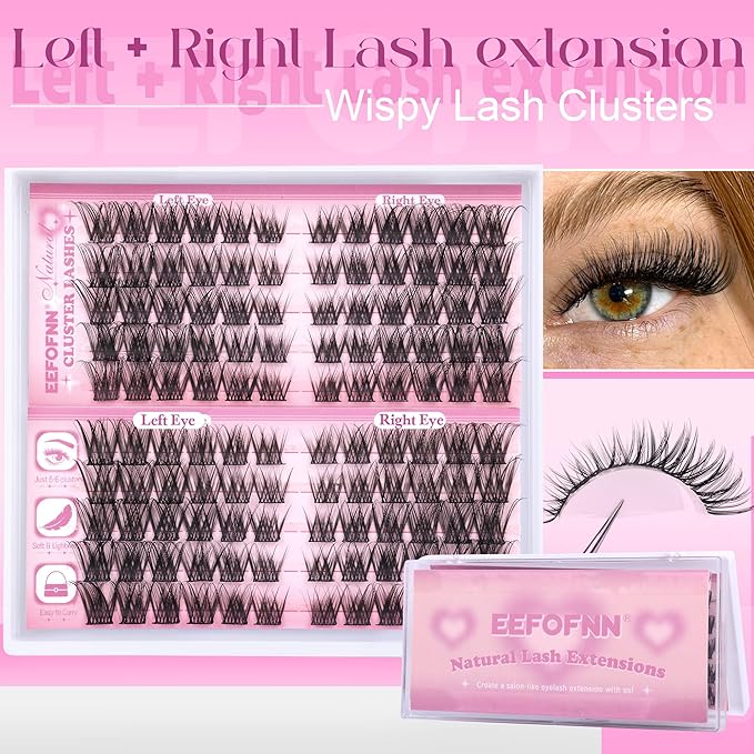 Wispy Lash Clusters Natural Eyelash Clusters C Curl Cluster Eyelash Extensions Cat Eye Lashes Clusters Spider Lahes Pestañas Postizas Naturales by Eefofnn (11-16 mm)