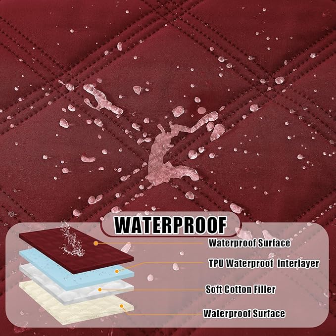 Smiry Waterproof Dog Bed Cover Blanket 30x70, Soft Reversible Pet Blanket, Washable Leakproof Cats Dogs Couch Cover for Sofa, Couch, Furniture, Wine Red/Beige