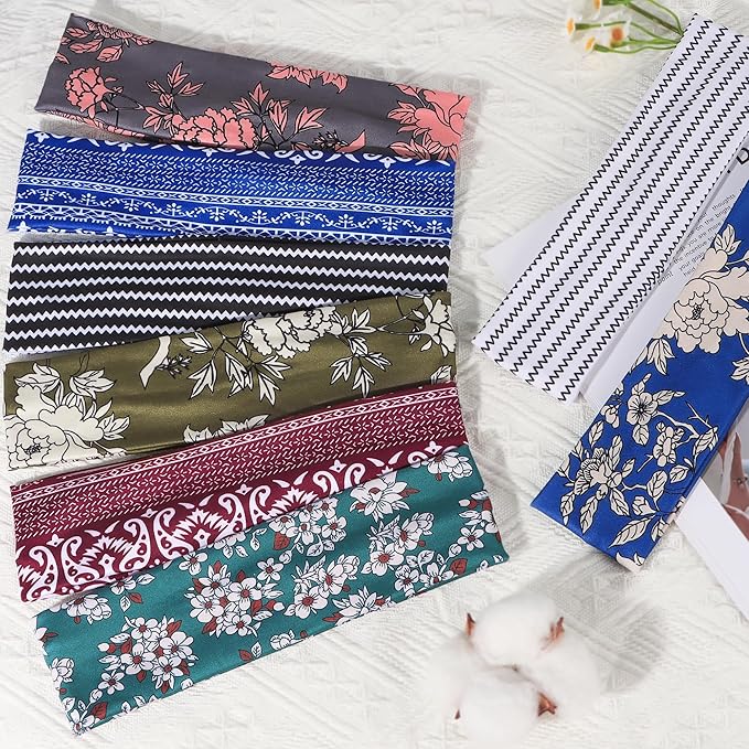 Ztomine 8 Pack Headbands for Women Non Slip - Stylish Sports Hair Bands for Women's Hair - Soft Cotton Cloth Stretchy Headbands for Women for Yoga, Outdoor Exercise Running