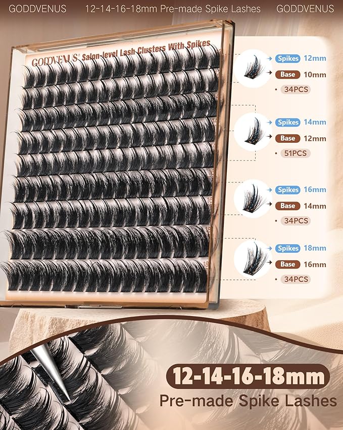Goddvenus Manga Lash Clusters With Pre-made Spikes Wispy Cluster Eyelash Extensions Fluffy Anime Eyelashes Clusters Reusable Faux Mink Fairy Individual Lash Extension (D Curve 12-18mm 153 pcs)