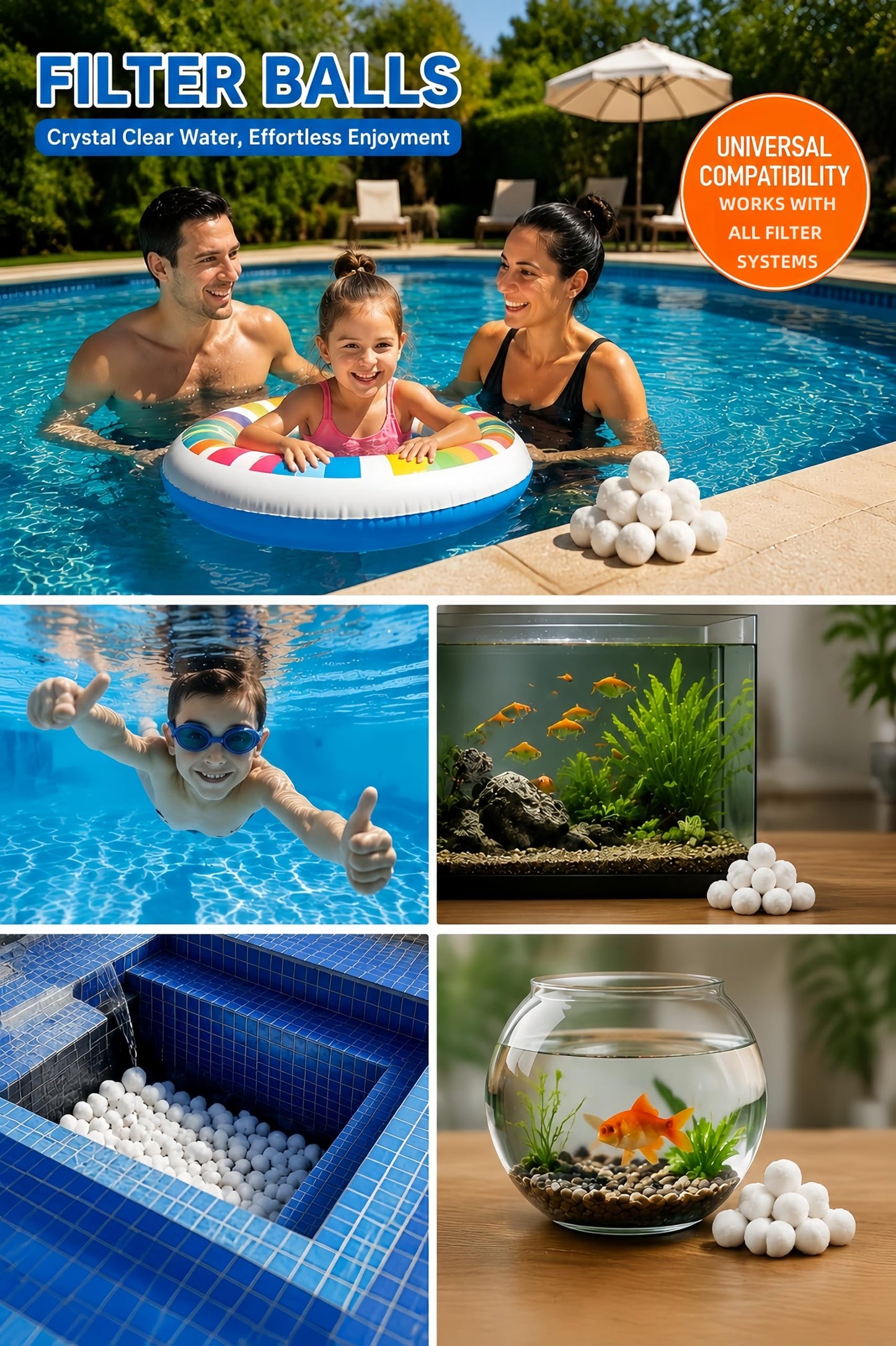 LYQC 3 lbs Pool Filter Balls Eco-Friendly Fiber Filter Media for Swimming Pool Sand Filters (Equals 50kg/100lbs Pool Filter Sand) (3, Pounds)