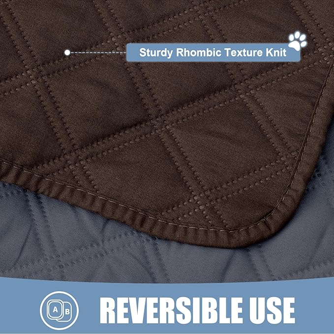 Smiry Waterproof Dog Bed Cover Pet Blanket, Soft Washable Dog Blanket for Furniture Bed Couch Sofa Reversible, Checkered (30"x70", Chocolate/Dark Grey)
