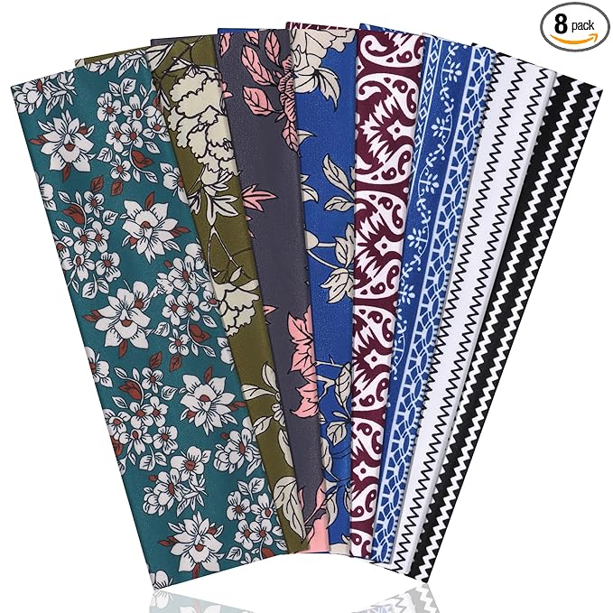 Ztomine 8 Pack Headbands for Women Non Slip - Stylish Sports Hair Bands for Women's Hair - Soft Cotton Cloth Stretchy Headbands for Women for Yoga, Outdoor Exercise Running