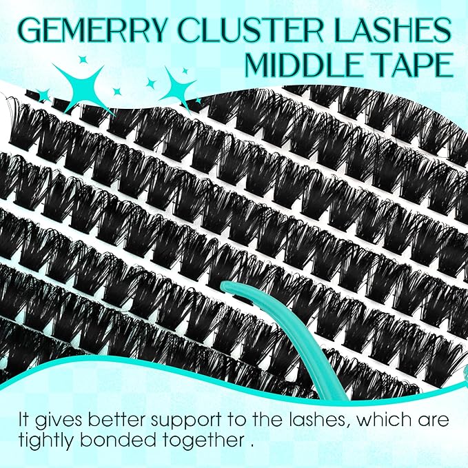 Eyelash Clusters Fluffy Lash Clusters Thick 280pcs Cluster Eyelash Extensions DIY At Home Individual Lashes Cluster Lashes by GEMERRY（100P-8-16mm)