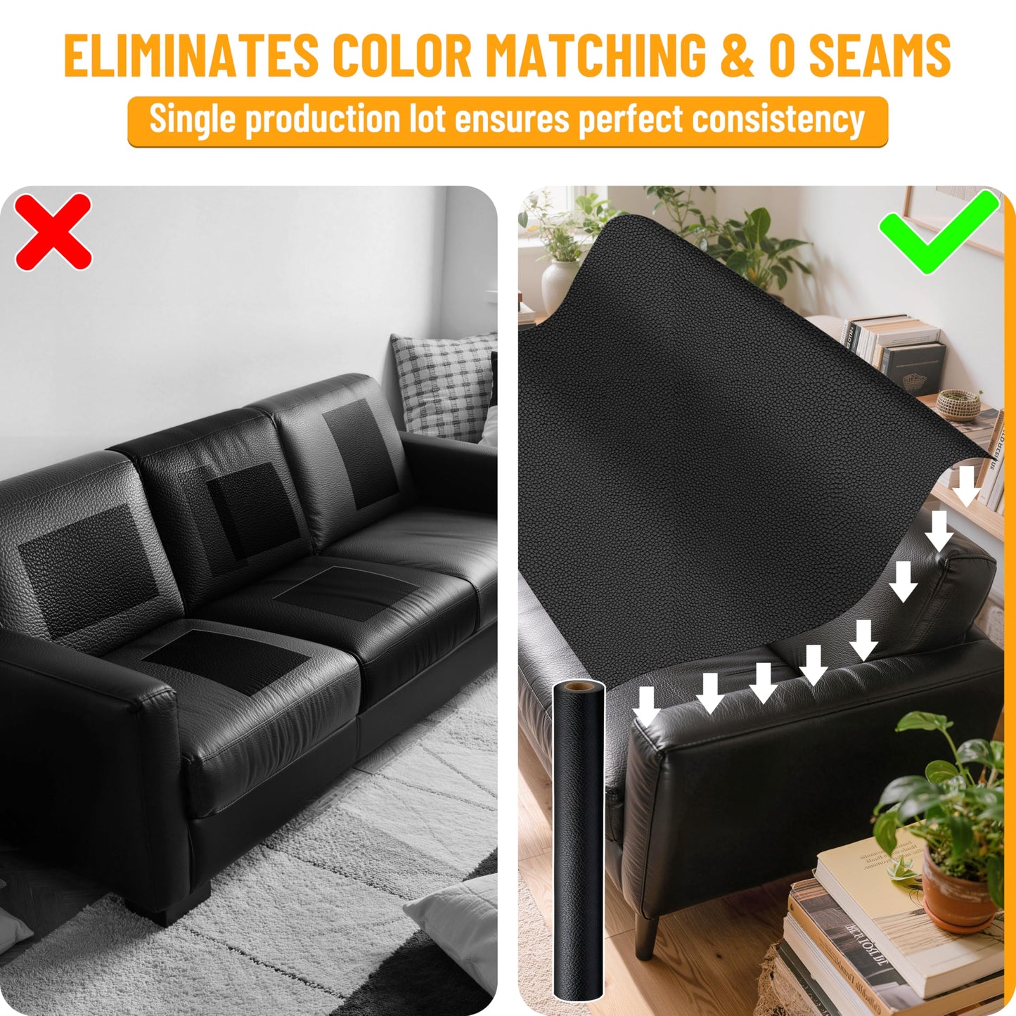 Self-Adhesive Marine Vinyl Faux Leather: Meneng 3 Yard Roll Heavy Duty Boat Seat Vinyl - Waterproof & Scratch-Resistant for Marine Upholstery - Leather Repair Patch for Furniture Sofa Couch