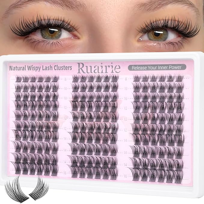 Wispy Lash Clusters Natural Cluster Eyelash Extensions 8-16mm Eyelash Clusters C-Curly Daily Wear Lashes Clusters Natural Bare Face Individual Lashes Eyelashes Clusters