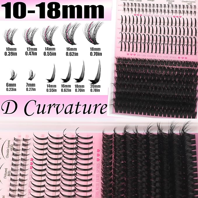 YIDUO 3 Styles Lash Clusters Kit with Spikes Bottom clusters Eyelash Extensions 808Pcs with 2X Bond&Seal 60D/80D/100D 3D Volume Wispy DIY Individual Lashes Large Pack for Beginners Choice