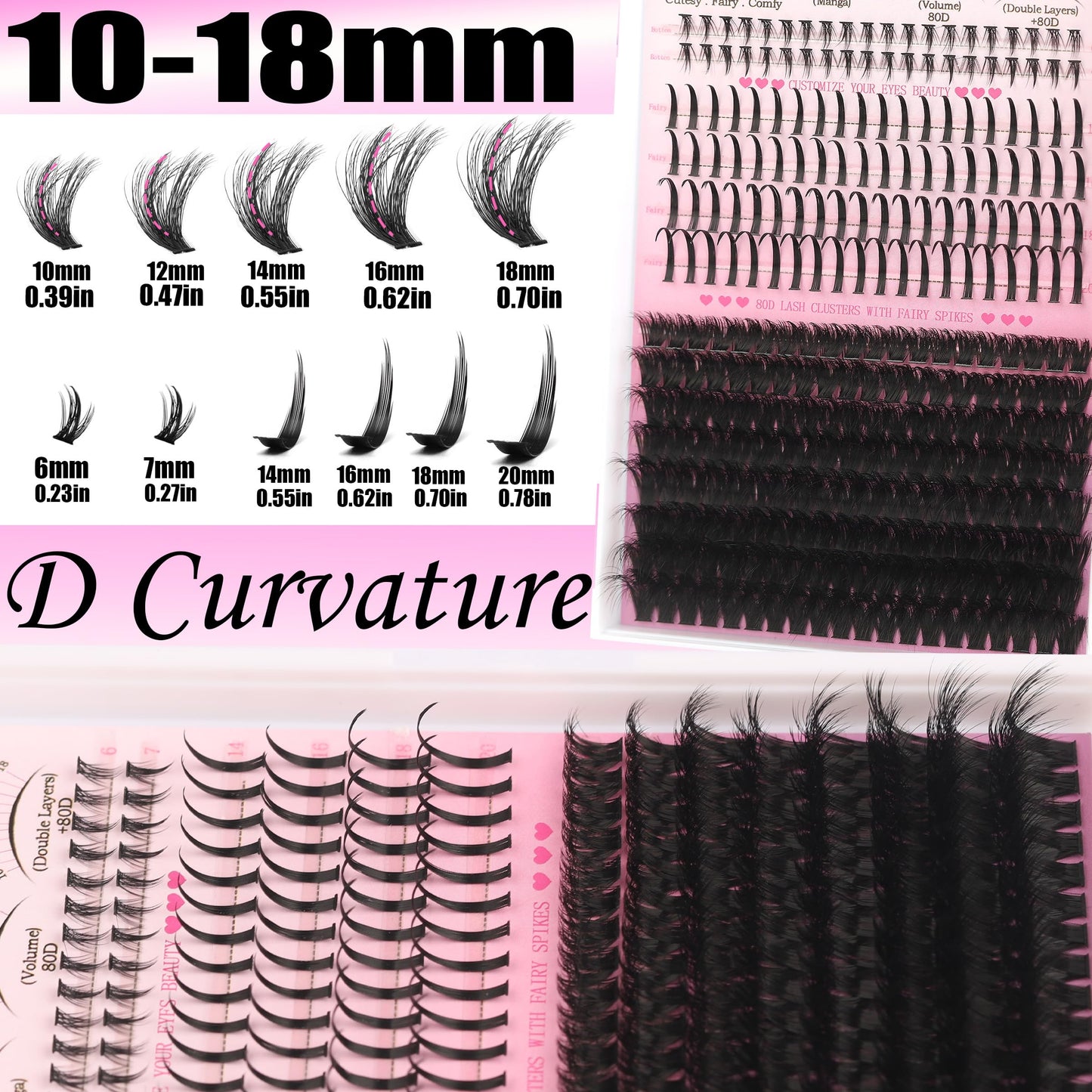 YIDUO 3 Styles Lash Clusters Kit with Spikes Bottom clusters Eyelash Extensions 808Pcs with 2X Bond&Seal 60D/80D/100D 3D Volume Wispy DIY Individual Lashes Large Pack for Beginners Choice