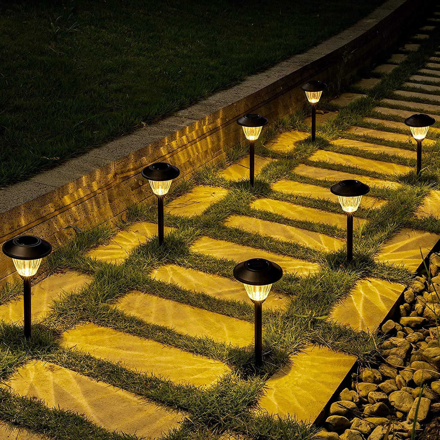 SOLPEX Solar Pathway Lights Outdoor, 6 Pack Solar Powered Garden Lights, Automatic Glass Metal Waterproof Solar Landscape Lights for Landscape, Lawn, Pathway, Walkway and Driveway(Warm White)