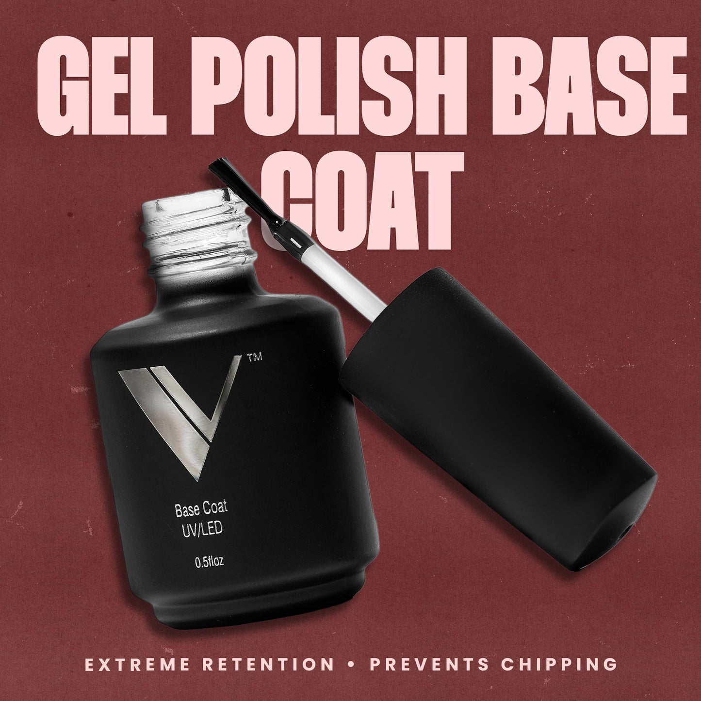 V Beauty Pure Gel Base Coat - Long-Lasting Base Gel Polish for Strong Adhesion, Chip-Free Wear & Smooth Application, Protects Natural Nails, Works with Any Nail Polish