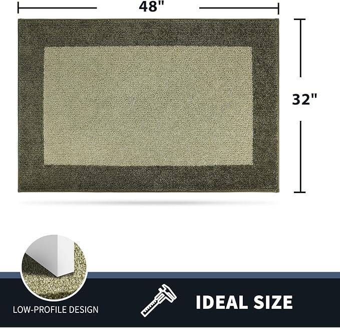 PURRUGS Dirt Trapping Door Mat 32" x 48", Non-Slip Washable Entry Mat, Dog Doormat, Front Door Mat, Super Absorbent Entrance Mat for Muddy Shoes & Paws, Budding Green & Sage Green