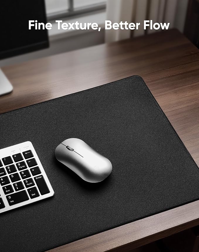 Waterproof Large Gaming Mouse Pad with Durable Stitched Edges, Non-Slip Rubber Base, Grainy Jacquard Mouse Mat Desk Pad for Home Office Gaming, 31.5''x11.8''x0.12'', Matte Black