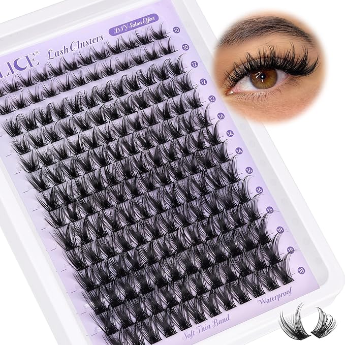 ALICE Lash Clusters Wispy Eyelash Clusters 10-18mm 168pcs Cluster Eyelash Extensions Natural Volume Lash Extensions DIY Individual Lashes with Soft Thin Band