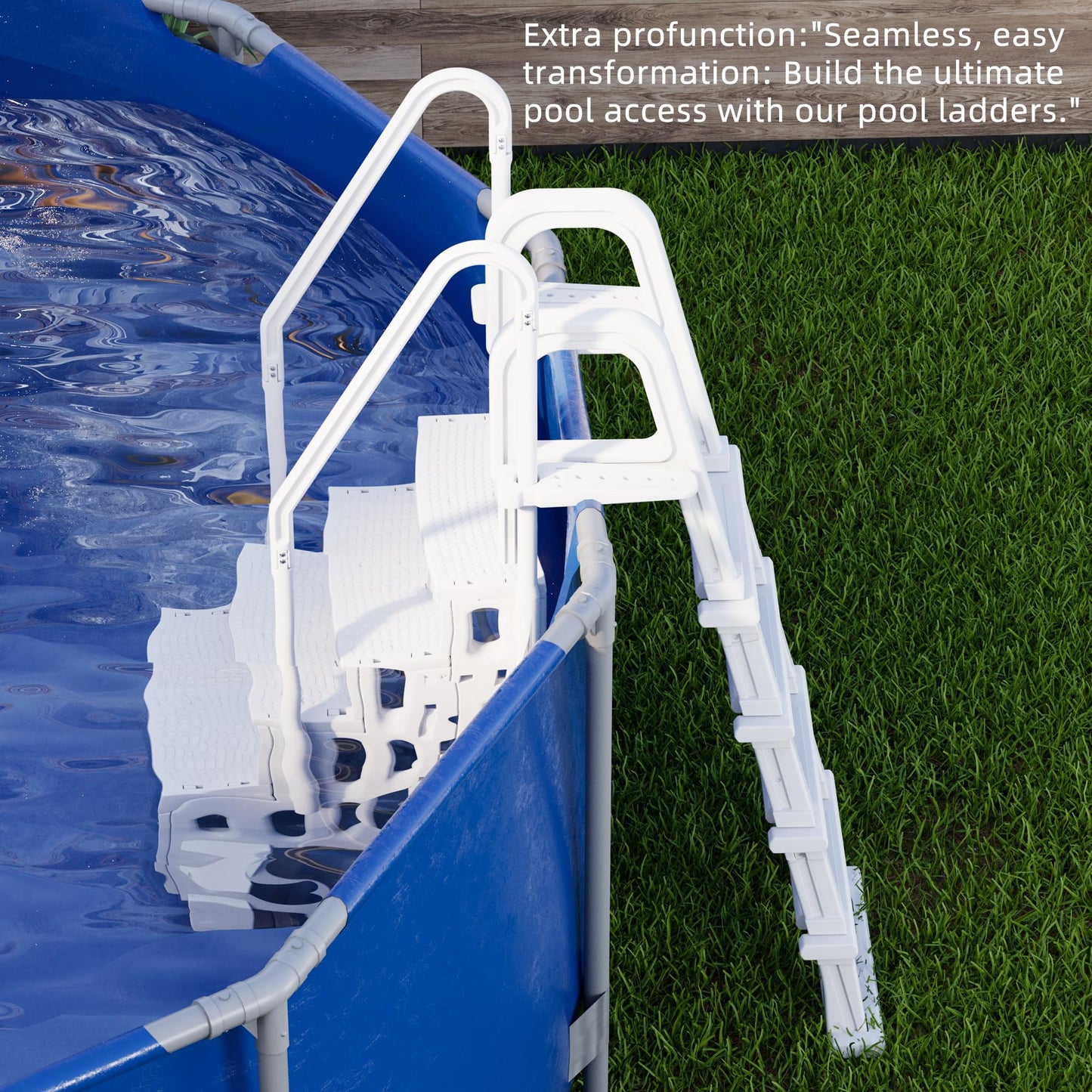 UPHYB Pool Ladder, 5-Step Pool Stairs with Double Handrails and Non-Slip Steps for 47“-54” Above Ground and In-Ground Pools, White