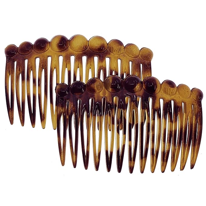 Camila Paris CP2871/2 French Hair Side Comb Small Rounded, Tokio French Twist Hair Combs Decorative, Strong Hold Hair Clips for Women Bun Chignon Up-Do Styling Girls Hair Accessories, Made in France