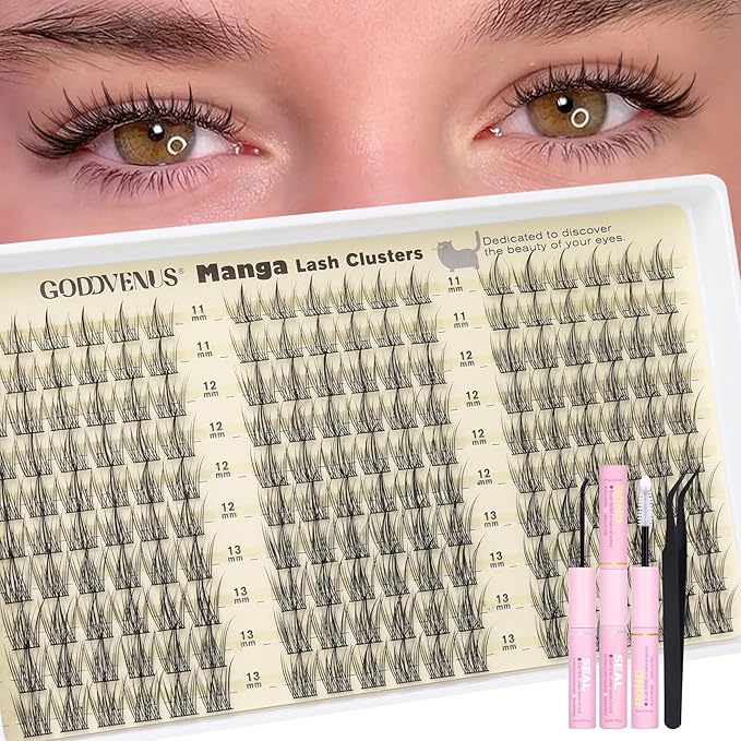 Natural Lash Clusters Kit Wispy Eyelash Clusters Fairy Cluster Eyelash Extensions Kit C Curl Lash Extension Kit Waterproof Individual Lashes (With Tweezers)