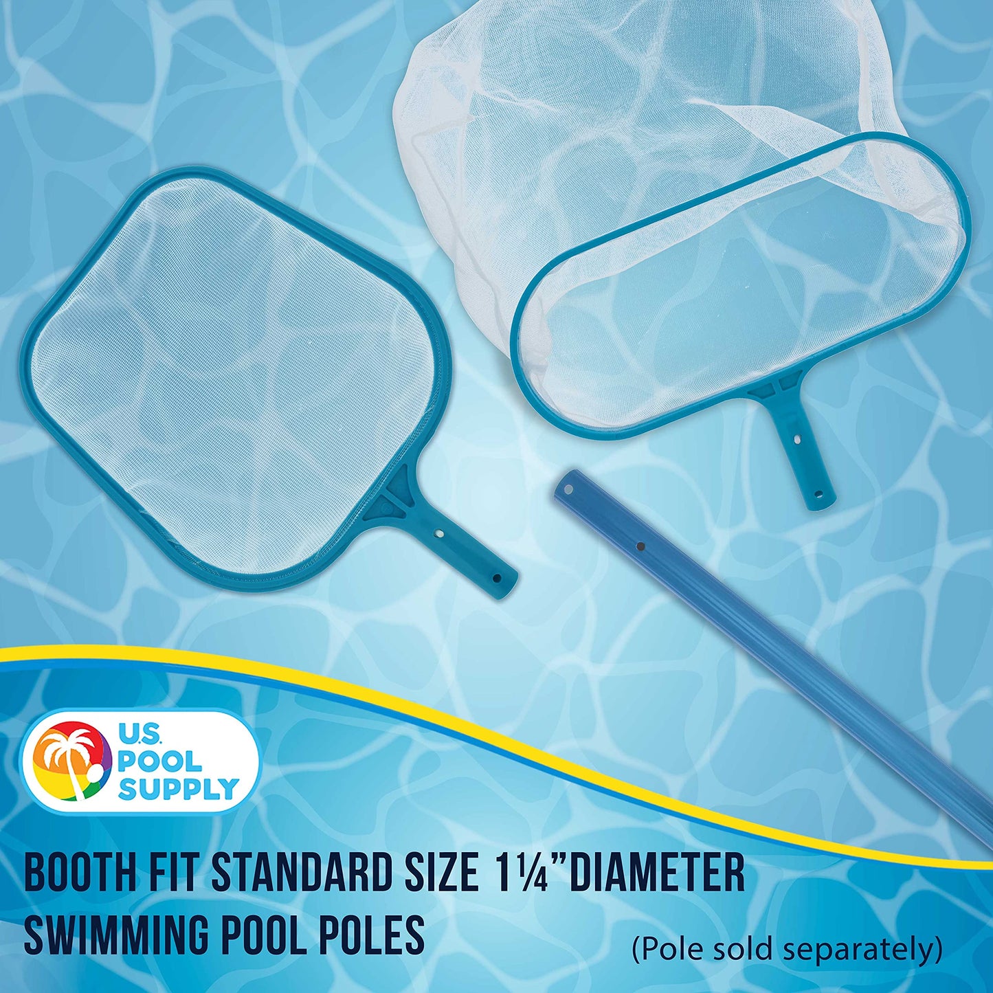 U.S. Pool Supply Professional Swimming Pool Leaf Skimmer Net and Leaf Rake Net Set - Cleans Out Debris Fast, Pool Maintenance - Clean Pool Liners, Spas, Ponds and Kids Inflatable Pool