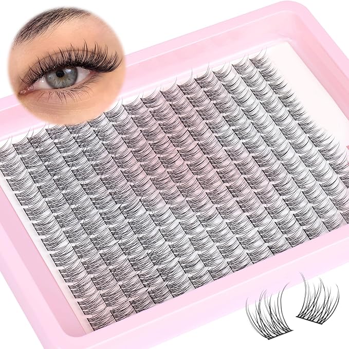 Wispy Lash Clusters Natural Cluster Lashes 180Pcs 9-12MM Individual Eyelash Extensions Short Wispy C Curvature Eyelash Clusters Lashes Super Thin Band by PHKERATA, 9-12MM