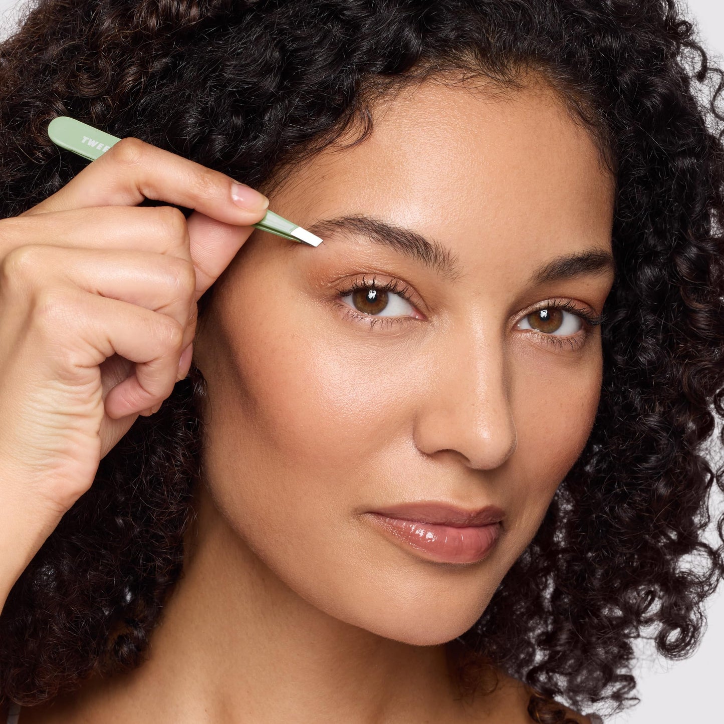 Tweezerman Stainless Steel Slant Tweezer - Eyebrow Tweezers for Women and Men (Pistachio)