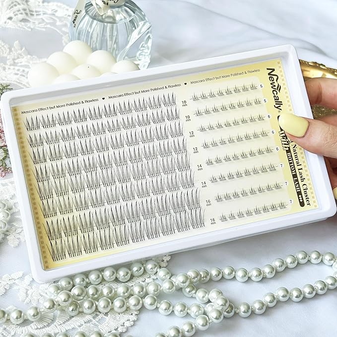 Natural Lash Clusters with Bottom Lashes Invisible Band Eyelash Clusters Like Mascara DIY Lash Extension C-curly 10-16MM Cluster Eyelash Extensions Wispy Individual Lashes by Newcally