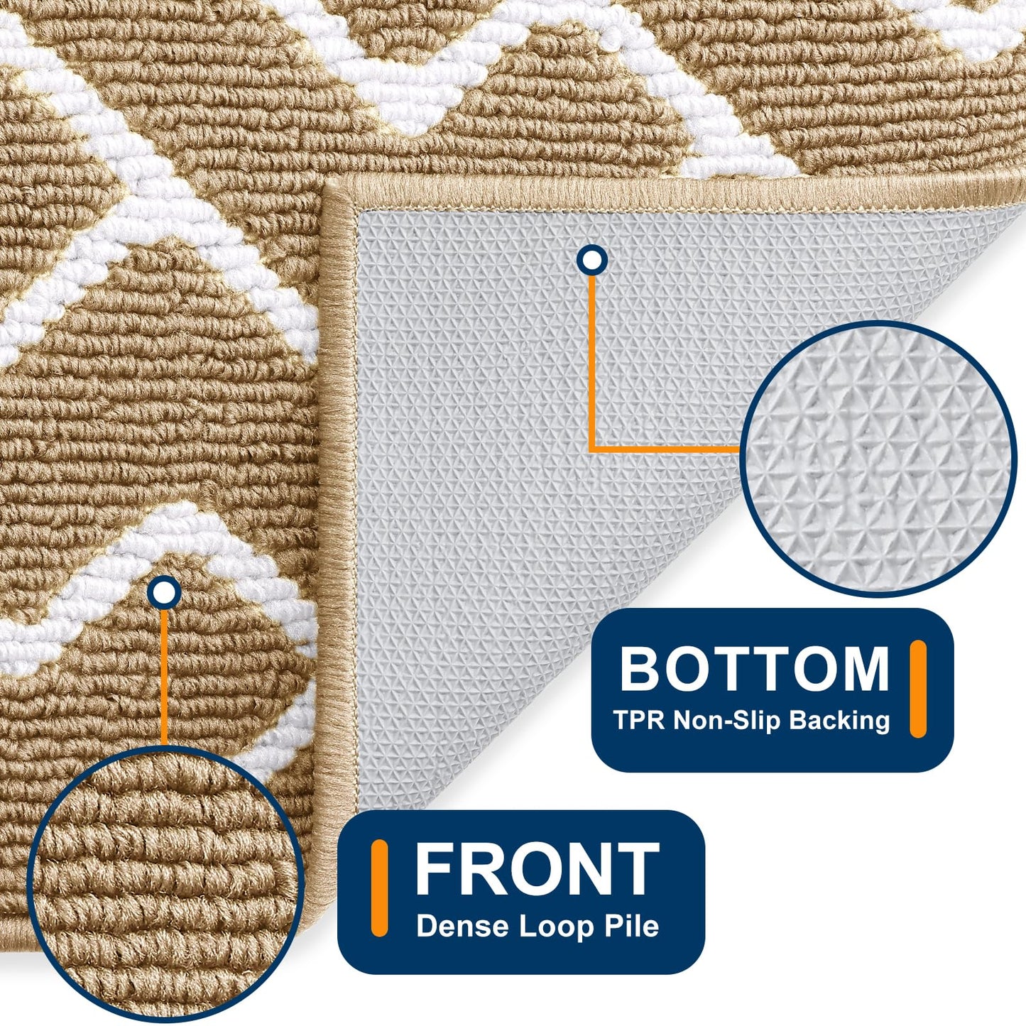 OLANLY Front Door Mat, Non-Slip Rubber Backing, Dirt Resistant and Absorbent, Washable, Easy to Clean Low-Profile Indoor Doormat for Back Door, Entryway, Inside Entrance, 32x20, Beige