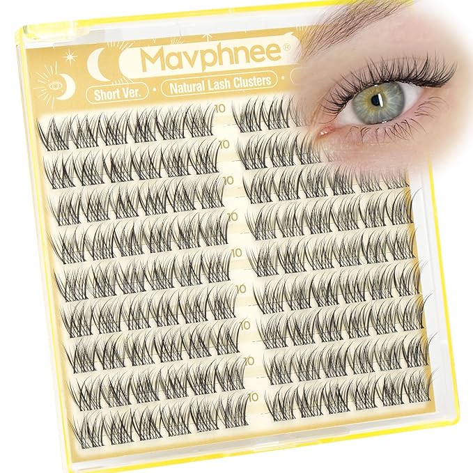 10MM Lash Clusters Natural Eyelash Clusters Clear Band Cluster Eyelash Extensions Wispy Cluster Lashes Short Individual Lashes Extensions DIY Lashes Pack (CC Curve, 108Pcs)